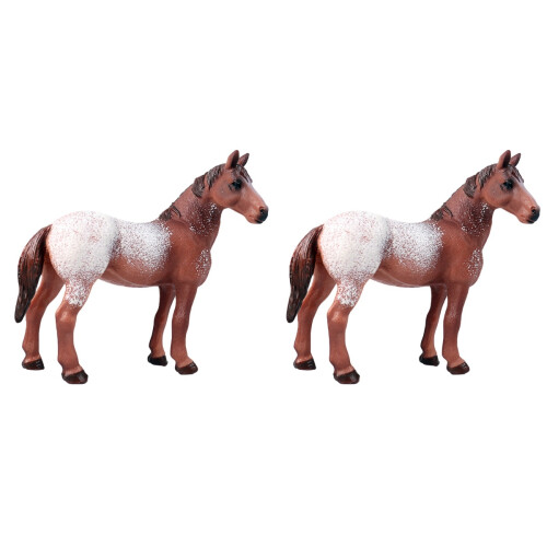 2Pz Figurina Cavallo Realistica in PVC Marrone Per Casa 1