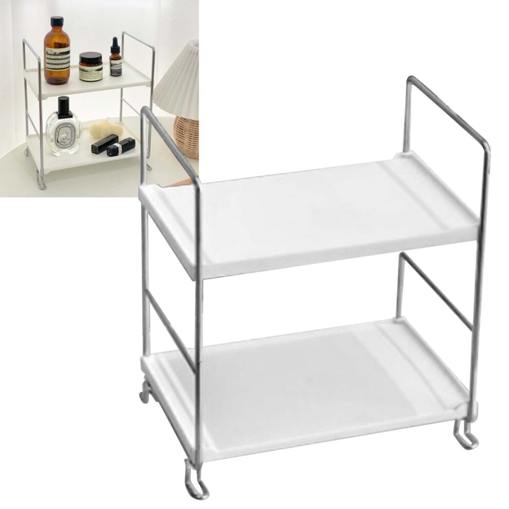 2 Tier Nordic Plastic Countertop Organizer, Large Storage Shelf 4391370612365
