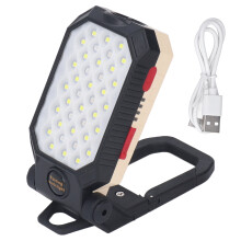 Lampe de travail LED rechargeable, magnétique, avec indicateur de batterie, rechargeable par USB, base magnétique puissante, crochet de suspension,