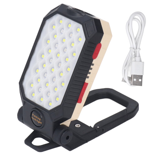 Rechargeable LED Work Light Magnetic Work Light Battery Indicator USB Rechargeable Strong Magnet Base Hanging Hook Three Brightness Settings Portable