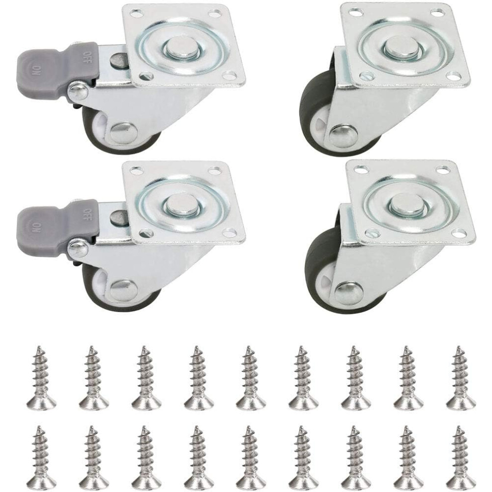 Low Profile Caster Wheels For Indoor Use, 360 Degree Swivel Casters With Floor Protecting Tpe Tread, Quiet Roll Locking Design, Durable Steel Plate 9138057729153