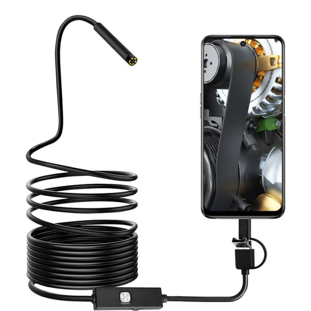 Endoscopic Inspection Solution, Dual Lens Technology For Enhanced Visibility, Adjustable Led Lights, Flexible Snake Cord With Semi-Rigid Cable, White 9173940358775
