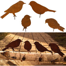 Mooi vormgegeven tuinornamenten, leuk cadeau voor in de tuin, metalen vogelbeeldjes, eenvoudig te installeren, roestige vogeldecoratie in natuurlijke