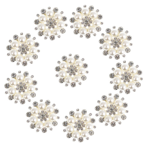 4Stk Dekorative Strass-Blumenknöpfe Mit Künstlicher Bunt