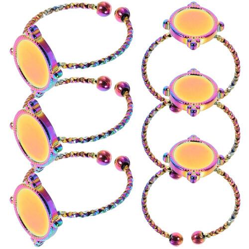 18Stk Multifarbige Ringrohlinge Für DIY Ringe 2