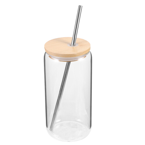 4Sets Glasbecher Mit Bambusdeckel Und Transparent Robust 2
