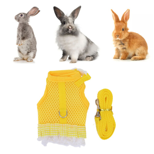 Cute Small Pet Rabbit Harness Leash Set Mesh Adjustable S