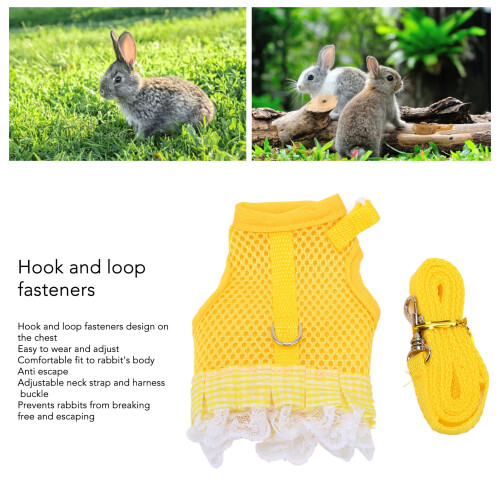 Cute Small Pet Rabbit Harness Leash Set Mesh Adjustable S 1
