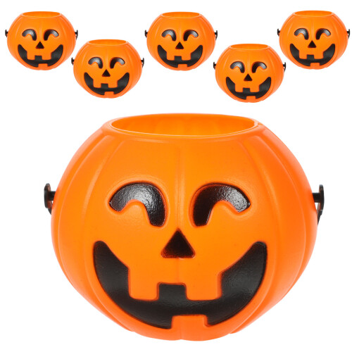 12Pcs Orange Plastic Pumpkin Buckets Halloween Candy Holders 1