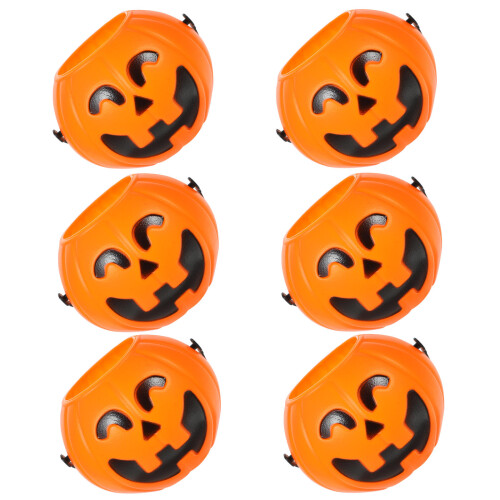 12Pcs Orange Plastic Pumpkin Buckets Halloween Candy Holders 2