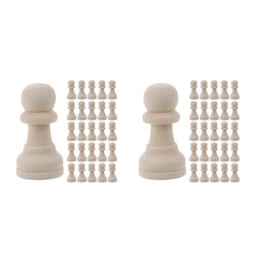 64Pièces Accessoires D'échecs Bois Non Fini Remplacement Idéal 2