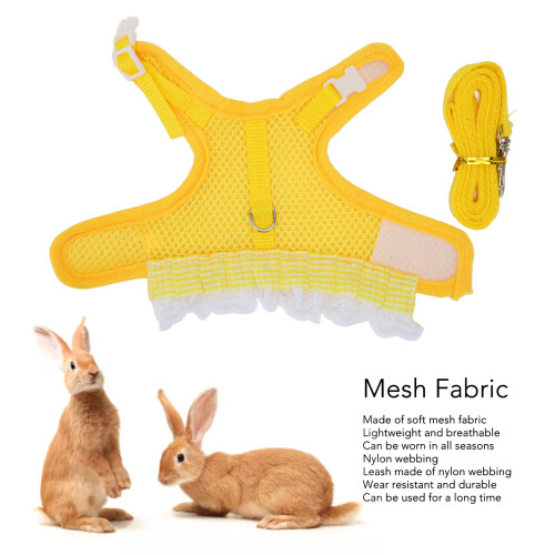 Cute Breathable Mesh Rabbit Harness Leash Set, Adjustable, Small Pet 1