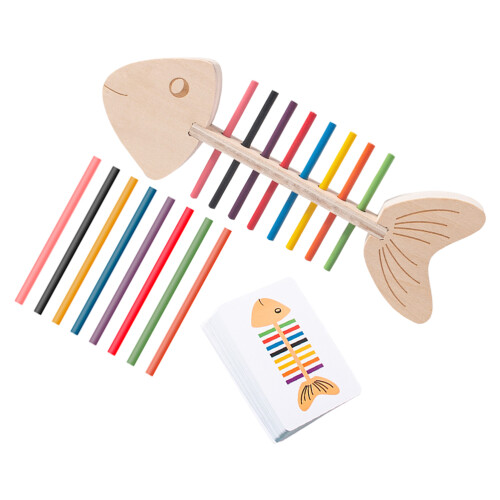 2Sets Wooden Fish Bone Color Sorting Toy Early Learning Sensory Play