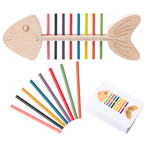 2Sets Wooden Fish Bone Color Sorting Toy Early Learning Sensory Play 2