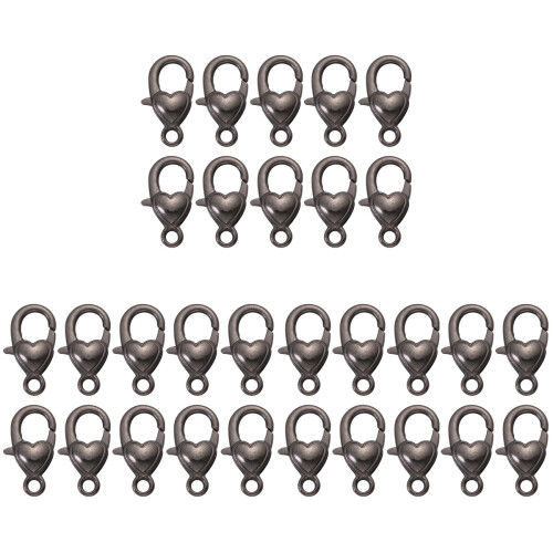 30Pz Moschettoni Neri in Per Gioielli E Portachiavi Resistenti 1