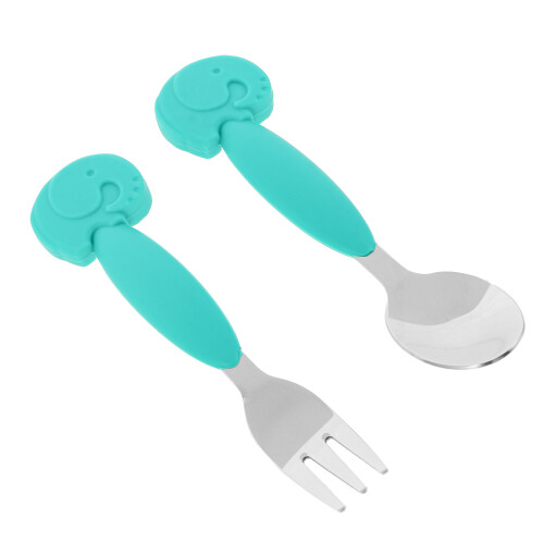 4Pz Set Toddler Verde Silicone E , Manico Antiscivolo