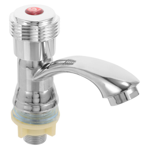 2Pz Rubinetto Per Lavabo Bagno in Metallo Argento Resistente 1