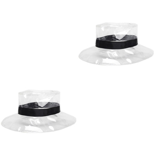 2Pz Cappello Da PVC Trasparente Impermeabile Per Attività 2