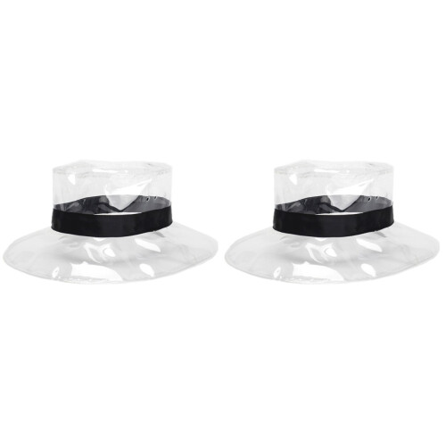 2Pz Cappello Da PVC Trasparente Impermeabile Per Attività 1