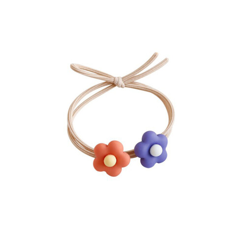 10Pz Fermacoda Multicolor Con Nodo E Fiore, Elastici 1