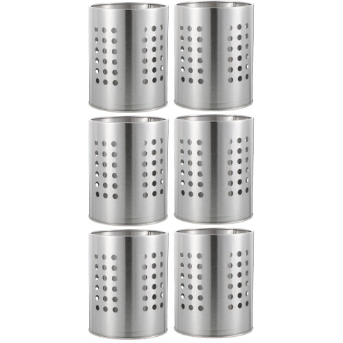 6Pz Organizer Tavola Acciaio Argento, Porta Bacchette E 1