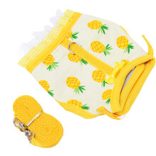 Kaninchenweste, Leine, Obstdruck, Spitzensaum,