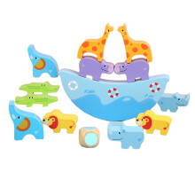 5Set Giocattoli in Legno Animali Educativi Per Bambini Celeste