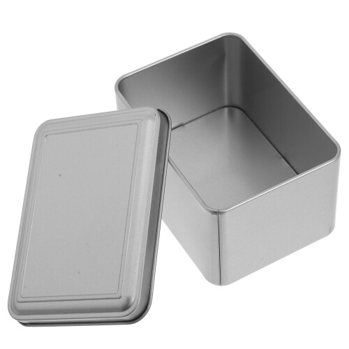 4Pz Scatole Rettangolari Metallo Argento Per Conservare Biscotti E Tè