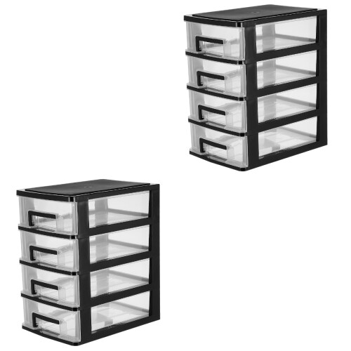 2Pz Contenitore Organizzatore Nero Con Cassetti Per Casa E Ufficio 2