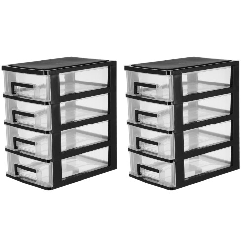 2Pz Contenitore Organizzatore Nero Con Cassetti Per Casa E Ufficio 1