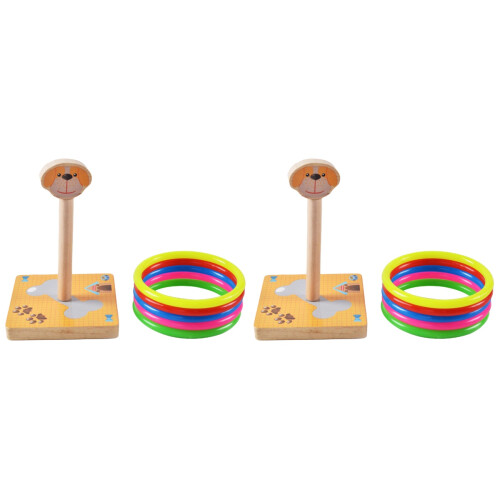 2Pz Gioco Lanci Anelli Legno Animali 1