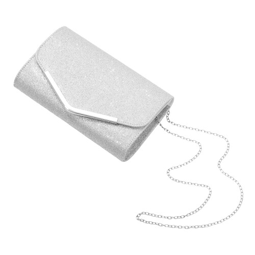 3Pz Clutch Argento in PU Borsa Per Eventi E Cerimonie 1