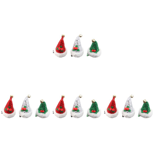12Pz Fermagli Cappello Natale Materiale Per 2