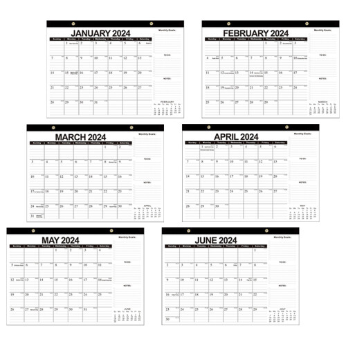 2Pz Calendario Muro Nero Mensile Per Casa E Ufficio