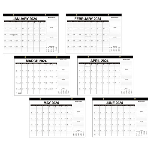 2Pz Calendario Muro Nero Mensile Per Casa E Ufficio 1
