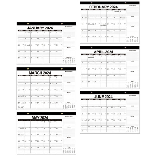 2Pz Calendario Muro Nero Mensile Per Casa E Ufficio 2