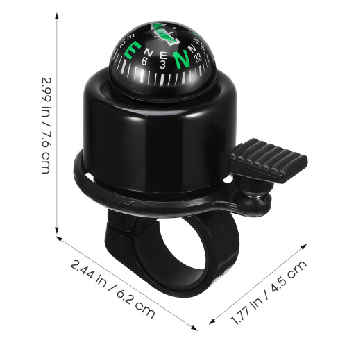 2Pz Campanello Bici Nero Con Bussola, Facile E Impermeabile 1