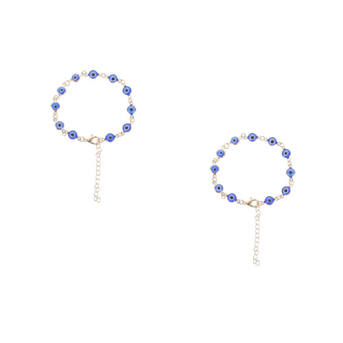 2Pz Braccialetti Occhio Malocchio Adjustable Catena Dorato 1