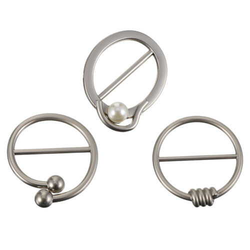 6Pz Anelli Fermasciarpa in Metallo Argento Per Camicia Donna 2