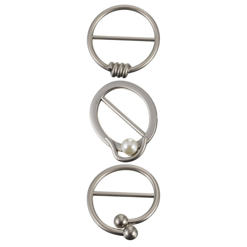 6Pz Anelli Fermasciarpa in Metallo Argento Per Camicia Donna