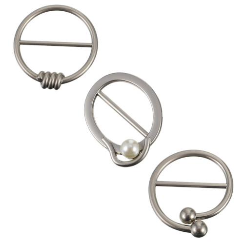 6Pz Anelli Fermasciarpa in Metallo Argento Per Camicia Donna 1