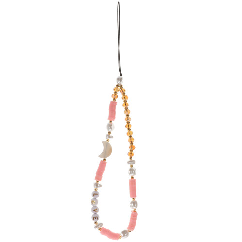 5Pz Phone Wristlet Rosa Beaded in Acrilico E Conchiglia 1