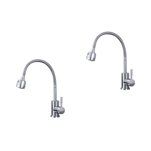 2Pz Rubinetto Lavabo Acciaio Monocomando Rotante Argento 1