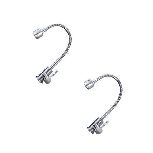 2Pz Rubinetto Lavabo Acciaio Monocomando Rotante Argento 2