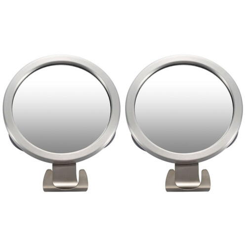 2Pz Specchi Bagno Antinebbia Argento Con Gancio Per 1