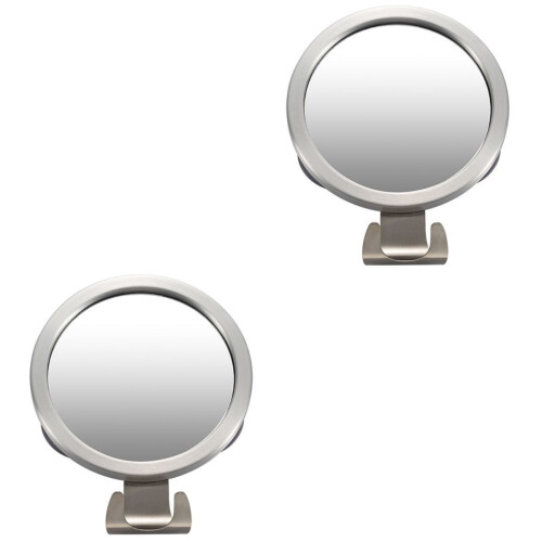 2Pz Specchi Bagno Antinebbia Argento Con Gancio Per 2
