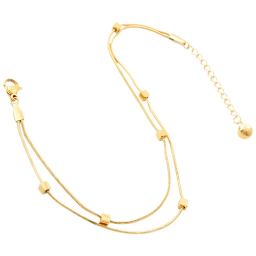 4Pz Braccialetti Cavigliera Oro Strati Per 2