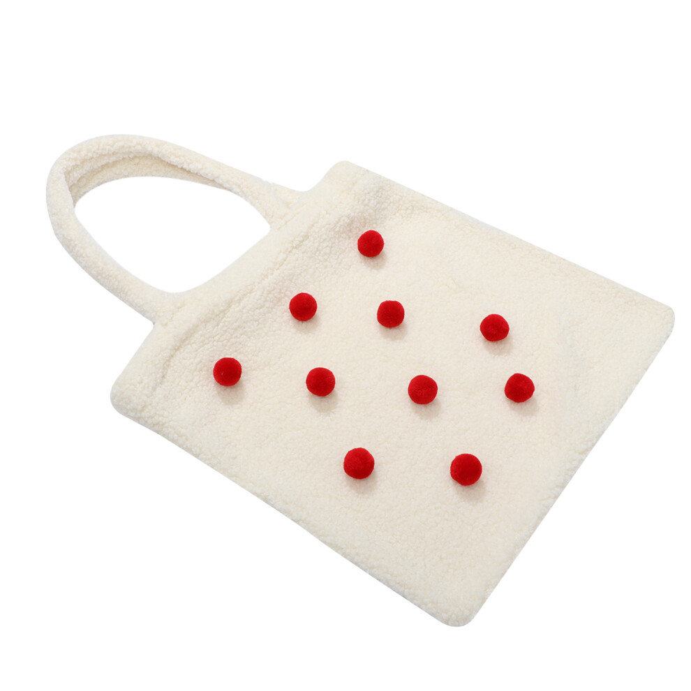 2Szt BeżOwa Torebka Ramię Z Odpinaną Pluszową Kulką, Komfortowa-image