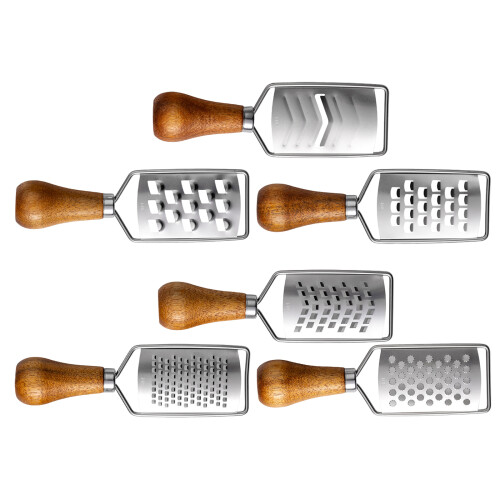 6Pcs Handheld Stainless Steel Cheese with Wooden Handle