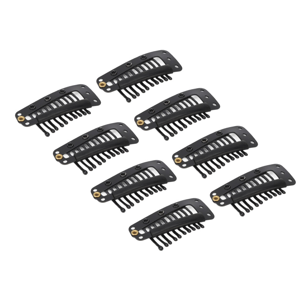 100pcs Black Hair Extension Clips 38mm 10 Teeth for DIY & Salon